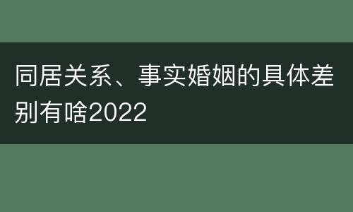 同居关系、事实婚姻的具体差别有啥2022