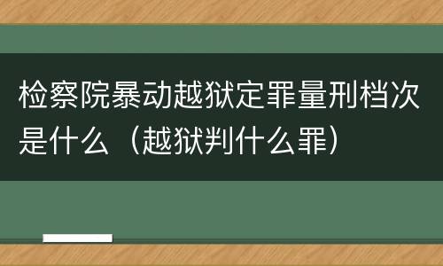 检察院暴动越狱定罪量刑档次是什么（越狱判什么罪）