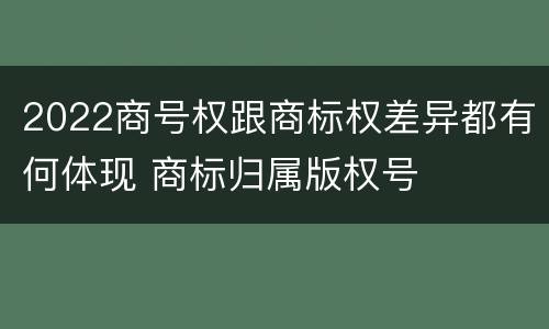 2022商号权跟商标权差异都有何体现 商标归属版权号