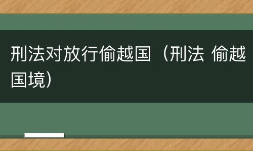刑法对放行偷越国（刑法 偷越国境）
