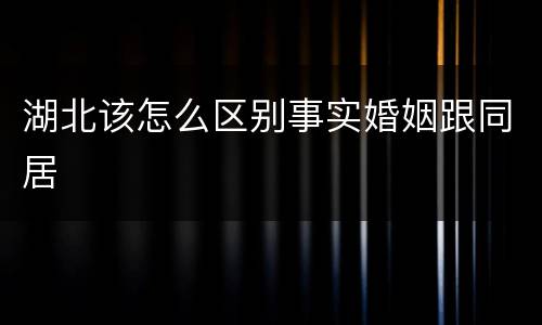 湖北该怎么区别事实婚姻跟同居