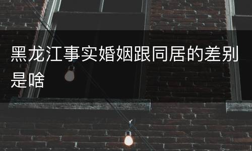 黑龙江事实婚姻跟同居的差别是啥