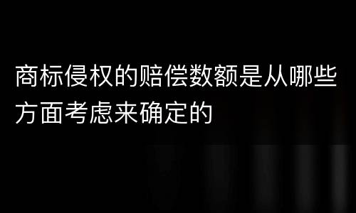 商标侵权的赔偿数额是从哪些方面考虑来确定的