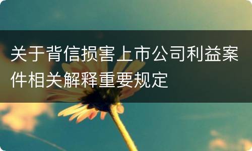 关于背信损害上市公司利益案件相关解释重要规定