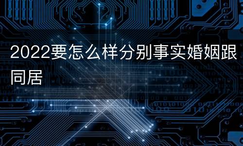 2022要怎么样分别事实婚姻跟同居
