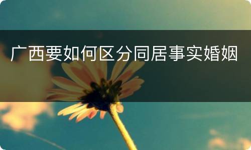 广西要如何区分同居事实婚姻