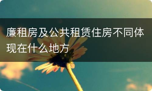 廉租房及公共租赁住房不同体现在什么地方