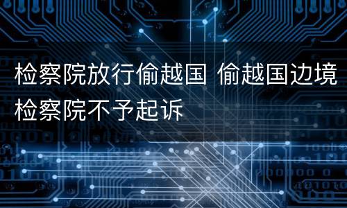 检察院放行偷越国 偷越国边境检察院不予起诉