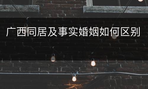 广西同居及事实婚姻如何区别