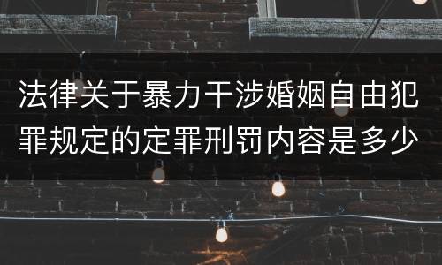 法律关于暴力干涉婚姻自由犯罪规定的定罪刑罚内容是多少