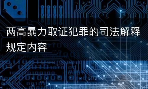 两高暴力取证犯罪的司法解释规定内容