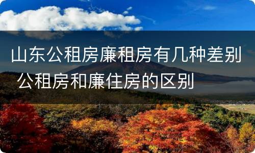 山东公租房廉租房有几种差别 公租房和廉住房的区别
