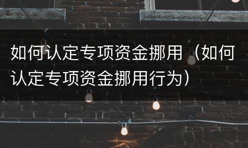 如何认定专项资金挪用（如何认定专项资金挪用行为）