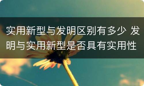 实用新型与发明区别有多少 发明与实用新型是否具有实用性