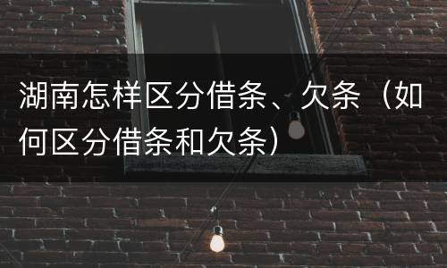 湖南怎样区分借条、欠条（如何区分借条和欠条）