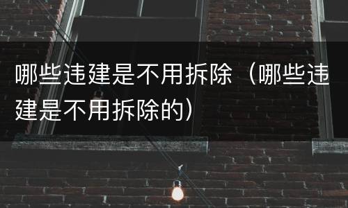 哪些违建是不用拆除（哪些违建是不用拆除的）
