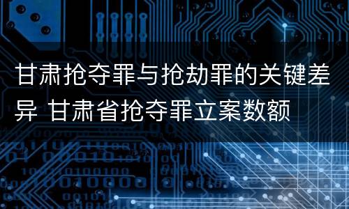 甘肃抢夺罪与抢劫罪的关键差异 甘肃省抢夺罪立案数额