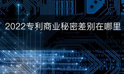 2022专利商业秘密差别在哪里