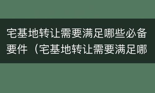 宅基地转让需要满足哪些必备要件（宅基地转让需要满足哪些必备要件呢）