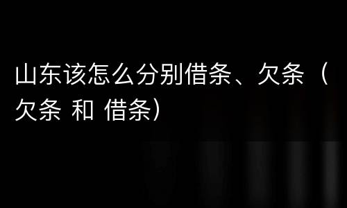 山东该怎么分别借条、欠条（欠条 和 借条）