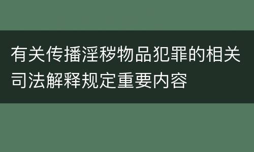 有关传播淫秽物品犯罪的相关司法解释规定重要内容
