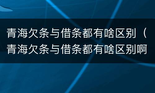 青海欠条与借条都有啥区别（青海欠条与借条都有啥区别啊）