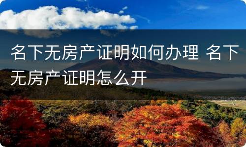 名下无房产证明如何办理 名下无房产证明怎么开