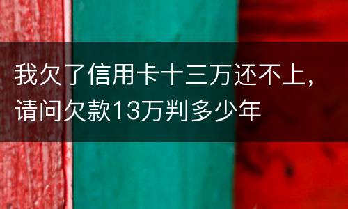 我欠了信用卡十三万还不上，请问欠款13万判多少年
