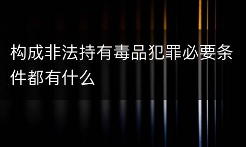 构成非法持有毒品犯罪必要条件都有什么