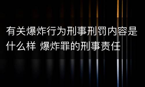 有关爆炸行为刑事刑罚内容是什么样 爆炸罪的刑事责任