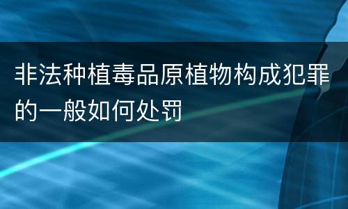 非法种植毒品原植物构成犯罪的一般如何处罚