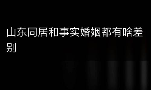 山东同居和事实婚姻都有啥差别