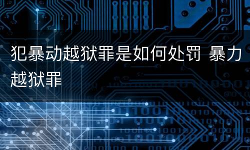 犯暴动越狱罪是如何处罚 暴力越狱罪