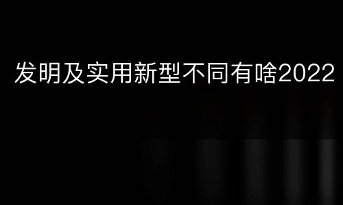 发明及实用新型不同有啥2022