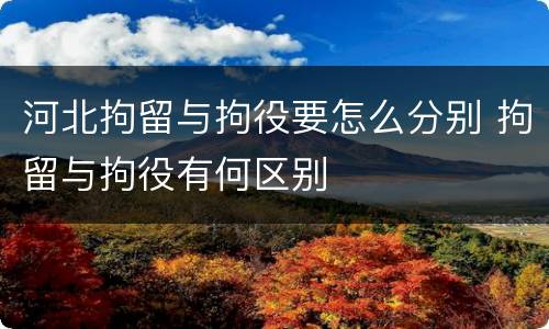 河北拘留与拘役要怎么分别 拘留与拘役有何区别