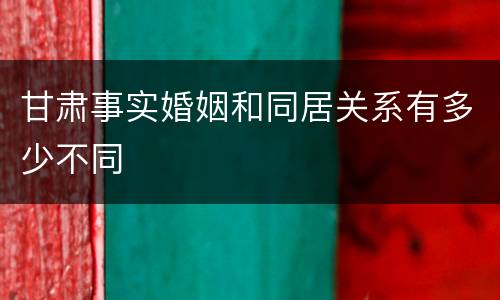 甘肃事实婚姻和同居关系有多少不同