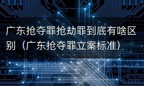 广东抢夺罪抢劫罪到底有啥区别（广东抢夺罪立案标准）