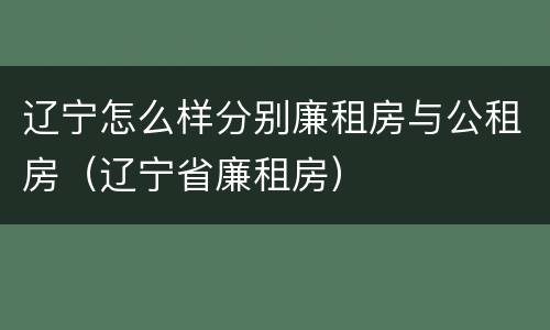 辽宁怎么样分别廉租房与公租房（辽宁省廉租房）
