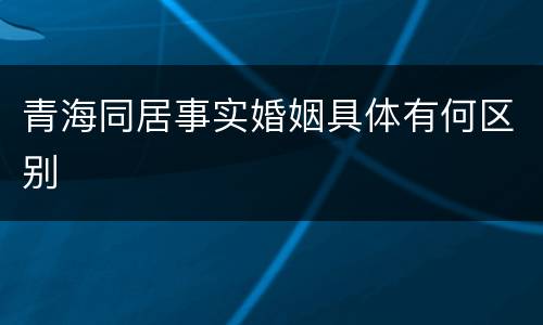 青海同居事实婚姻具体有何区别