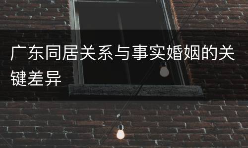 广东同居关系与事实婚姻的关键差异