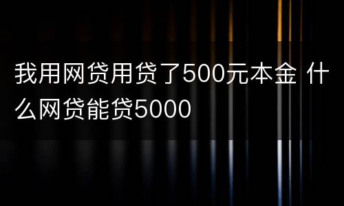 我用网贷用贷了500元本金 什么网贷能贷5000