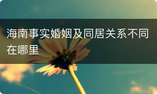 海南事实婚姻及同居关系不同在哪里