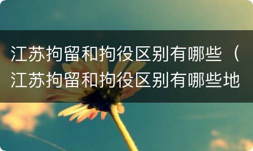 江苏拘留和拘役区别有哪些（江苏拘留和拘役区别有哪些地方）