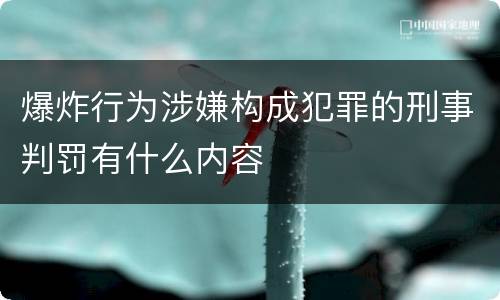 爆炸行为涉嫌构成犯罪的刑事判罚有什么内容