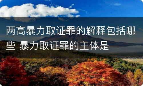 两高暴力取证罪的解释包括哪些 暴力取证罪的主体是