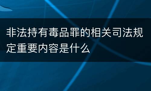 非法持有毒品罪的相关司法规定重要内容是什么