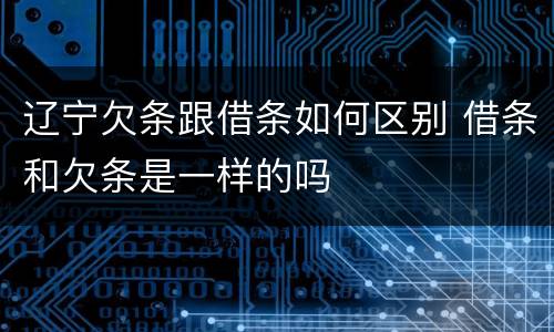 辽宁欠条跟借条如何区别 借条和欠条是一样的吗