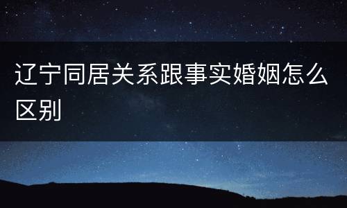 辽宁同居关系跟事实婚姻怎么区别