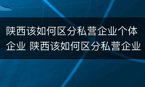 陕西该如何区分私营企业个体企业 陕西该如何区分私营企业个体企业和企业