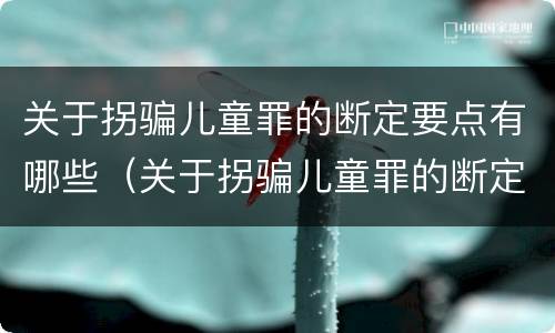 关于拐骗儿童罪的断定要点有哪些（关于拐骗儿童罪的断定要点有哪些内容）